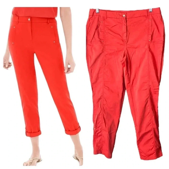 CHICO’S | Women’s Luxe Utility Convertible Orange Ankle Pants Size 2.5 (14/L) - Picture 5 of 12